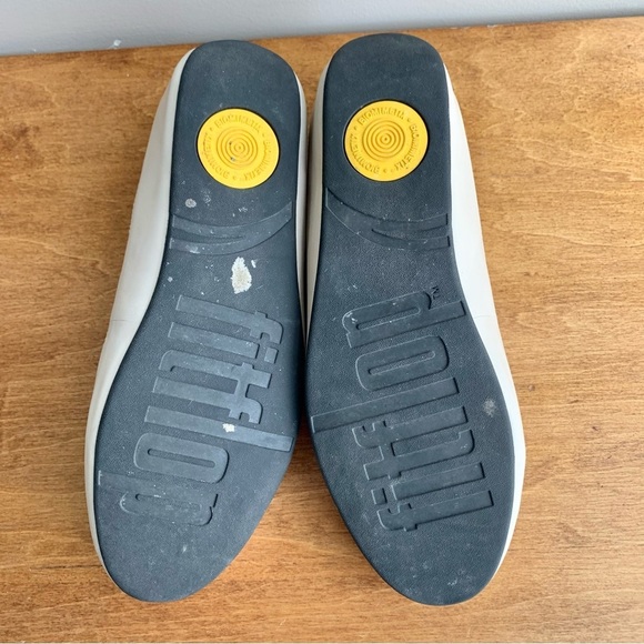 Fitflop Black Leather Sneakers with Cream Sole - Picture 6 of 12